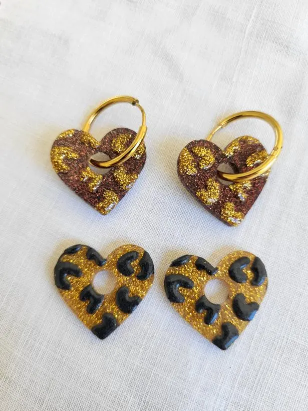 Boucles d'oreilles « Coeur Léopard », création faite main L'Atelier de Ninine